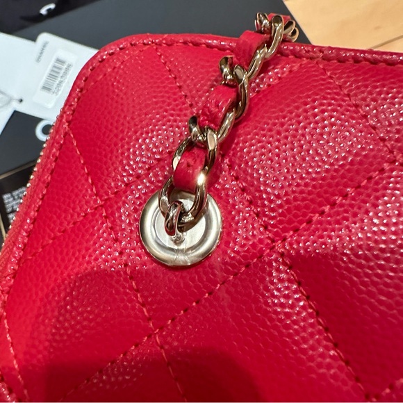 Chanel classic mini vanity with chain. Bright red color, caviar leather - Picture 11 of 14